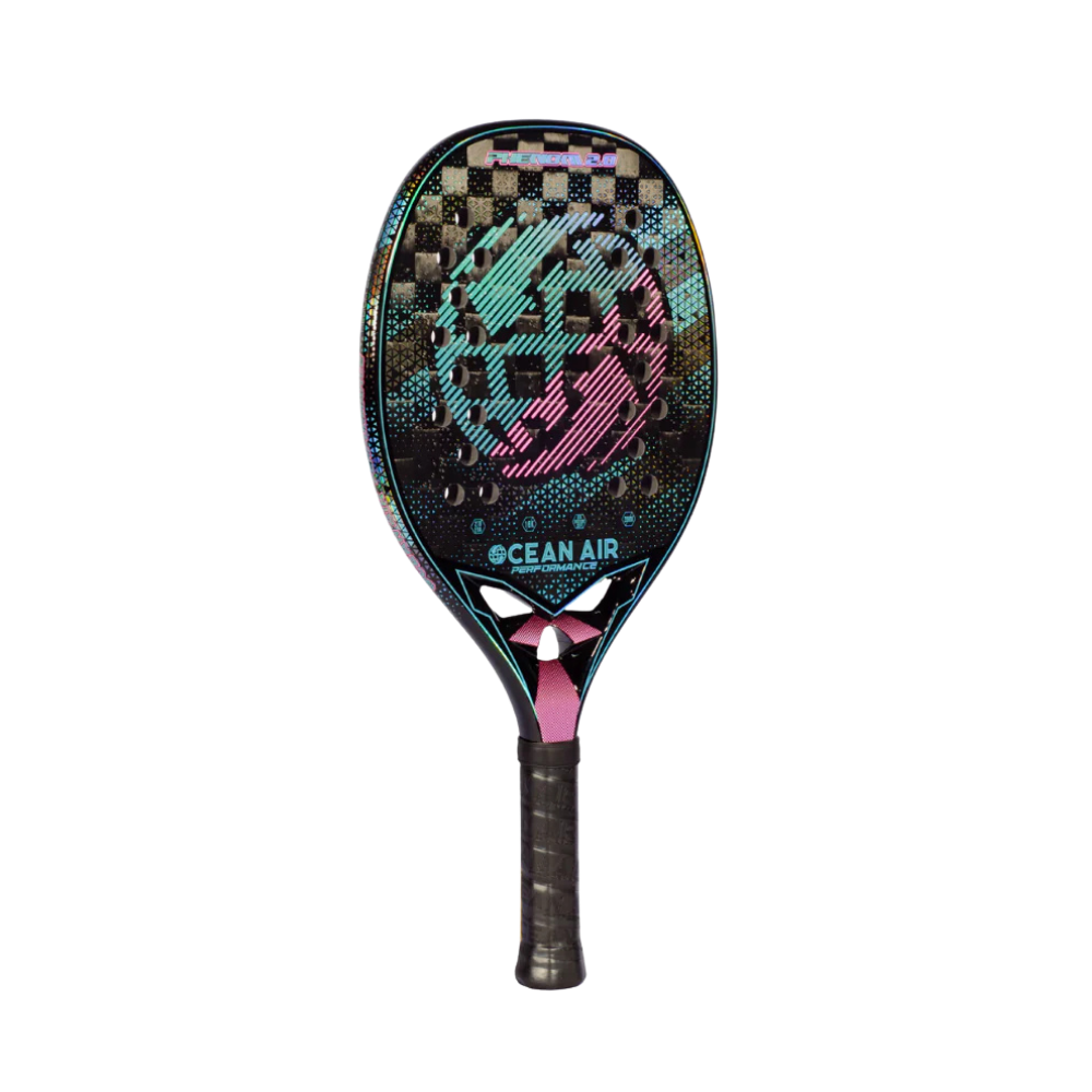 Side profile of Ocean Air Phenom 2.0 beach tennis racket showing frame design