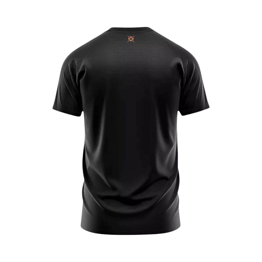 Back view showing Azteca graphic design on Heroes men’s t-shirt