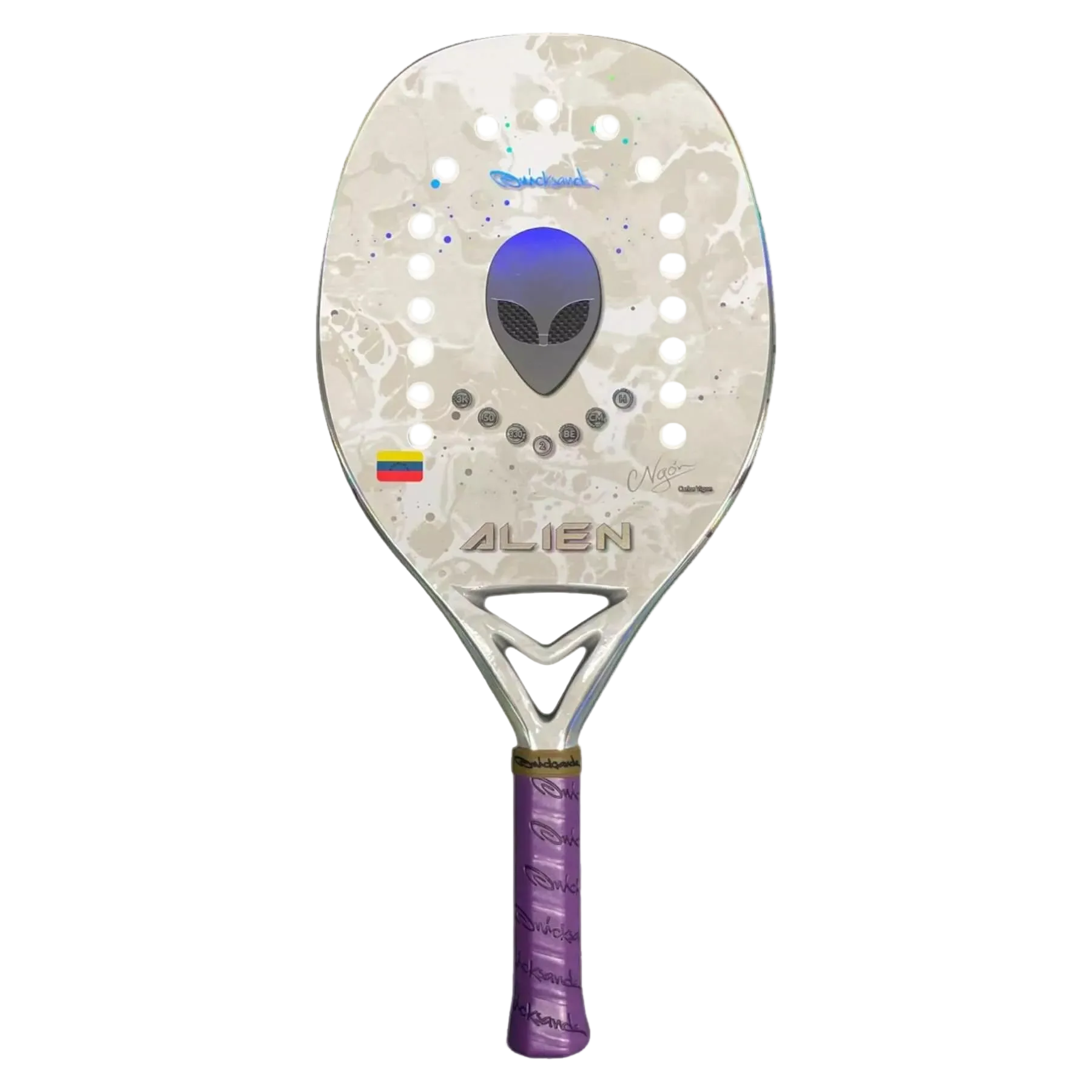 Quicksand Alien 2026 beach tennis racket used by professional player Carlos Vigon available at Beach Tennis Depot