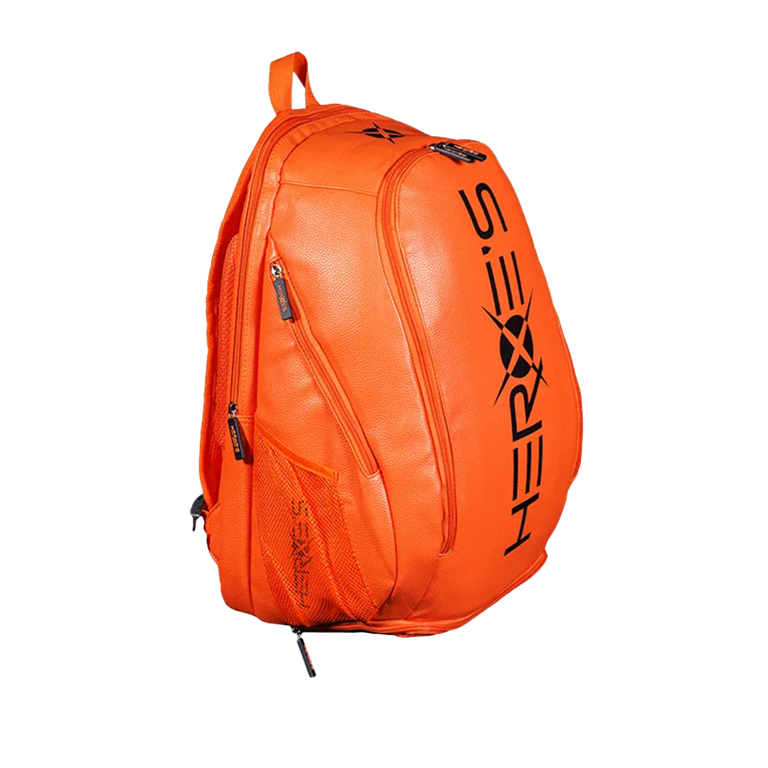 orange and black backpack heroes brand