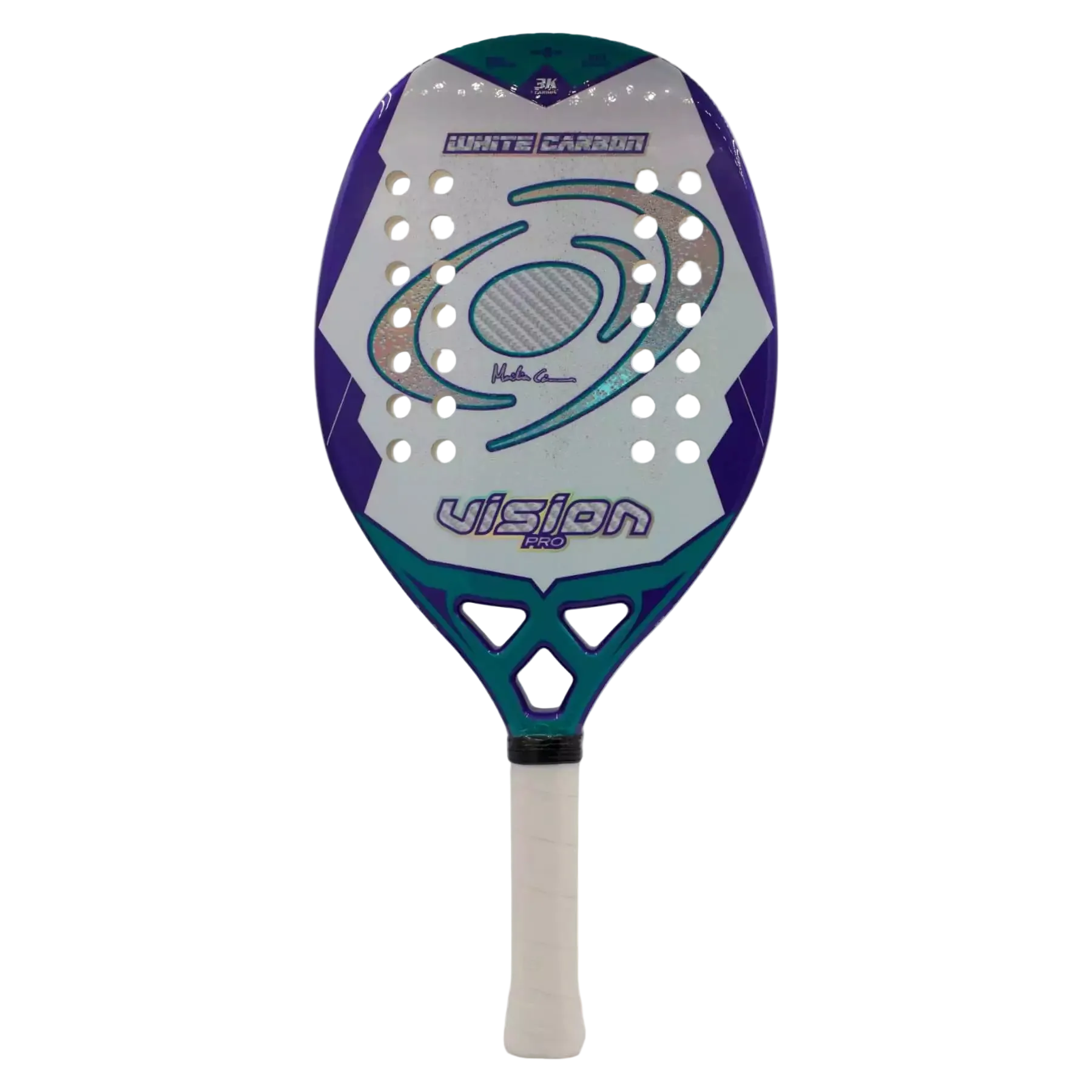 Vision Pro White Carbon 2025 beach tennis racket designed for precision, control and premium all-around performance available at Beach Tennis Depot