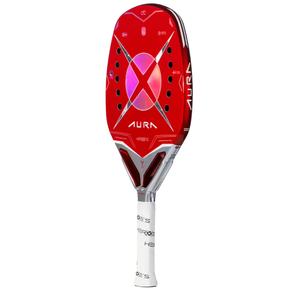 Carbon surface detail of Heroes Aura 2026 beach tennis racket