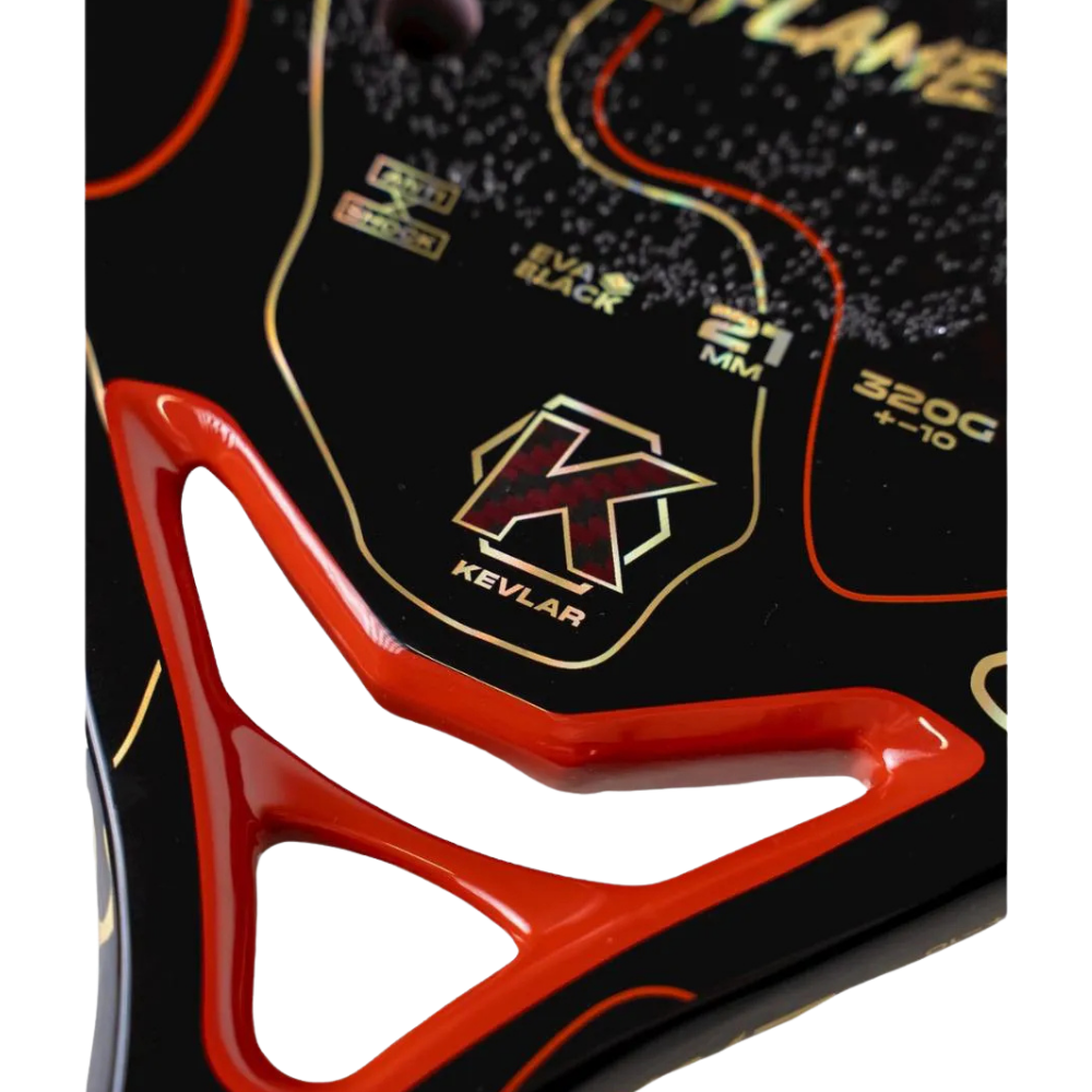 Close-up of Kevlar technology on the ZAND Z-Flame 2026 Flaminia Daina beach tennis racket